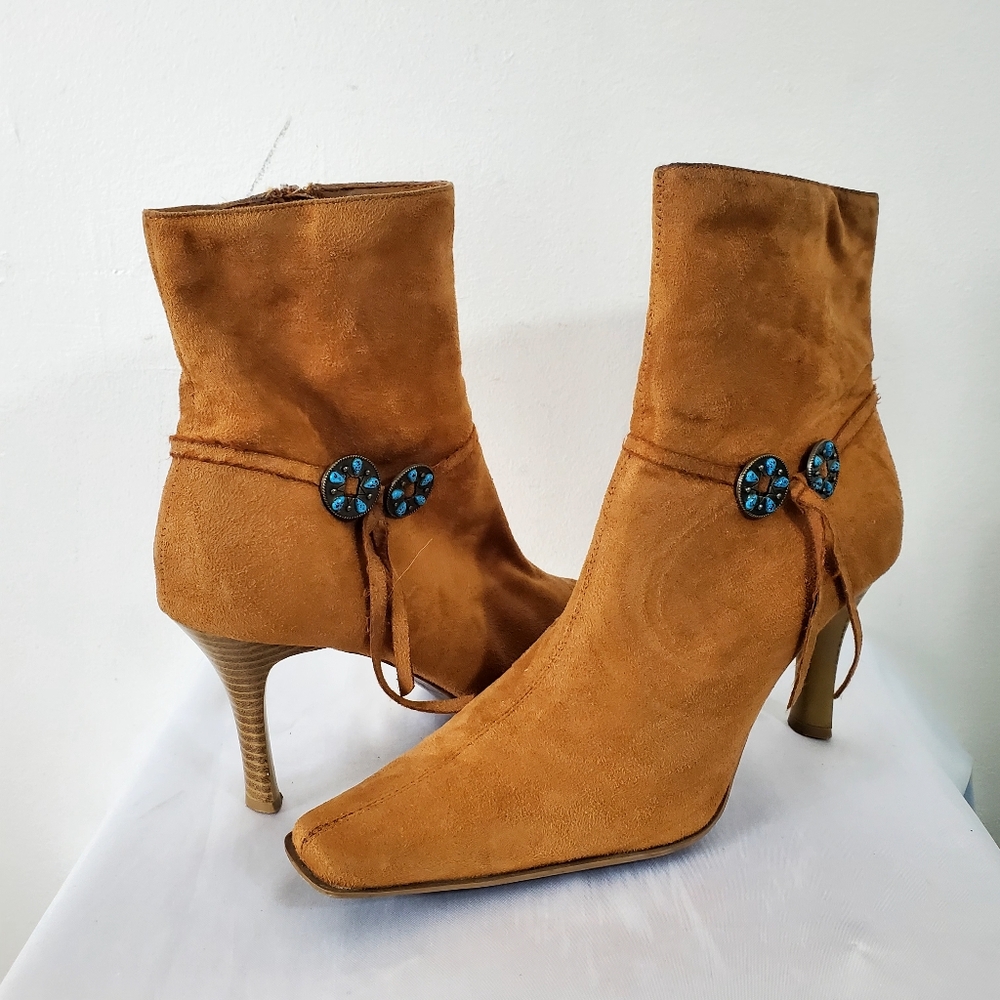 Bamboo Prima Women Faux Suede Pull On Zip Up High Heel Casual Ankle Boots